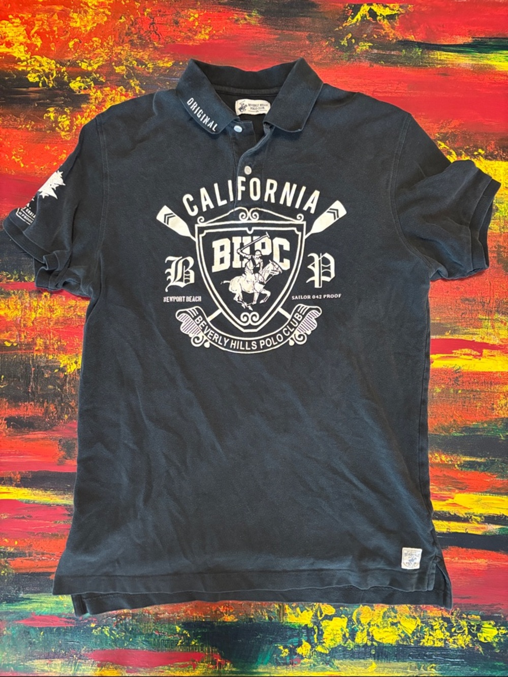 Beverly Hills Polo Club Black Graphic California Polo